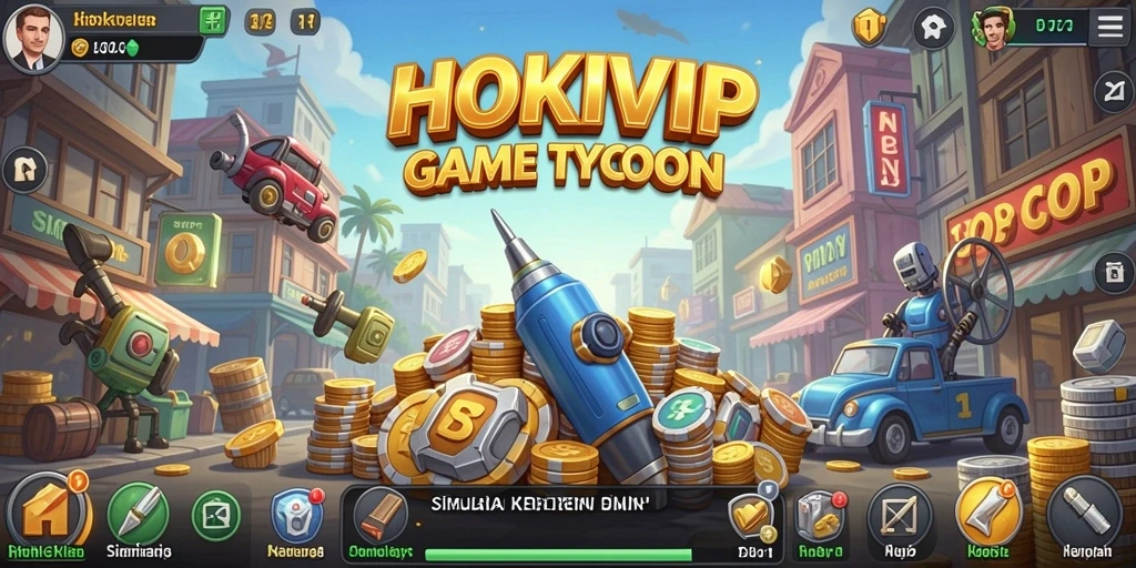 Tampilan gameplay seru HOKIVIP di dunia Tycoon.