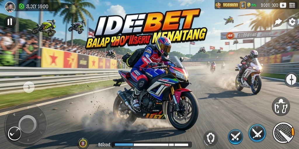 Tampilan gameplay balap motor yang mendebarkan dan seru.