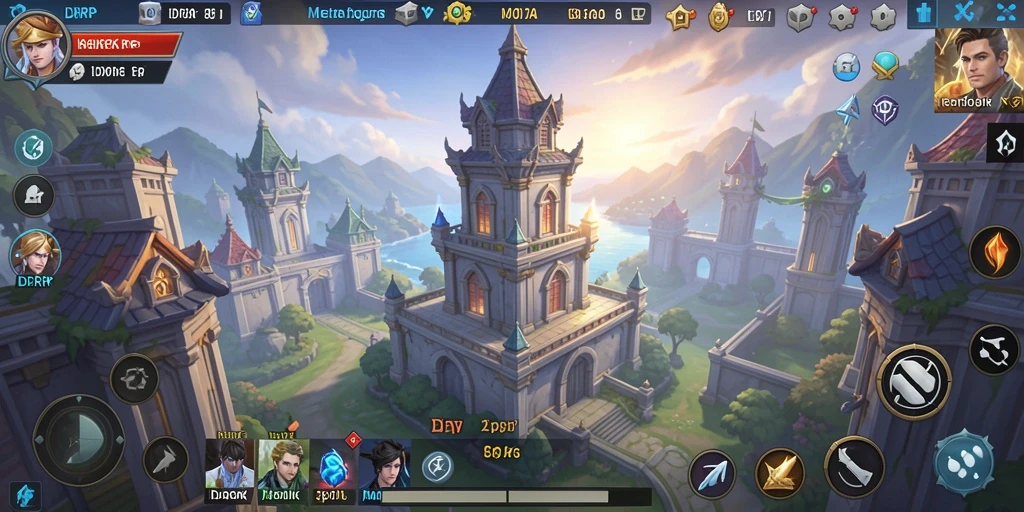 Screenshot gameplay IDRRP, menampilkan pertempuran menara yang epik.