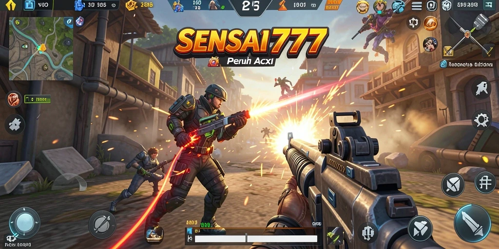Screenshot SENSASI777 menampilkan aksi intens dalam gameplay TPS.